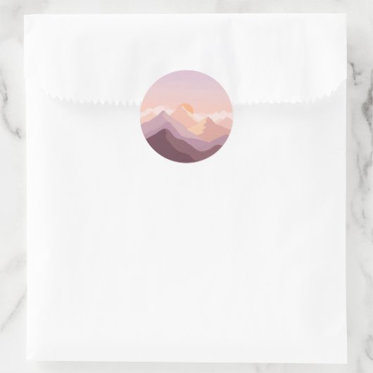 Sunset Mountains Ronde Sticker (Tas)