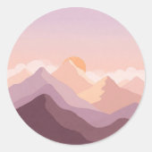 Sunset Mountains Ronde Sticker (Voorkant)