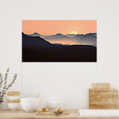 Sunset Mountains Silhouette Poster (Keuken)