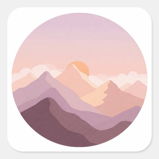 Sunset Mountains Vierkante Sticker (Voorkant)