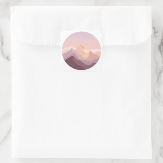 Sunset Mountains Vierkante Sticker (Tas)