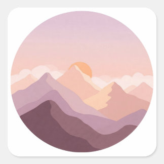Sunset Mountains Vierkante Sticker