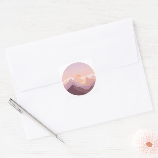 Sunset Mountains Vierkante Sticker (Envelop)