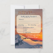 Sunset Mountains Winter Wedding Menu RSVP-kaart Kaart (Voorkant)