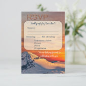 Sunset Mountains Winter Wedding Menu RSVP-kaart Kaart (Staand voorkant)