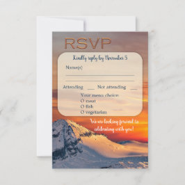 Sunset Mountains Winter Wedding Menu RSVP-kaart Kaart