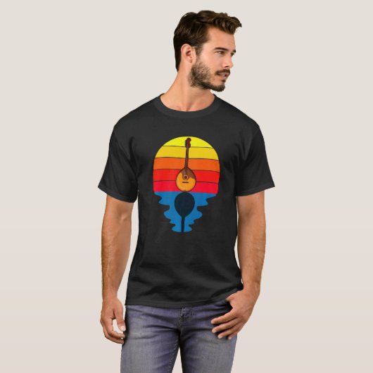 Sunset Music String Instrument Mandolin T-shirt (Voorkant volledig)