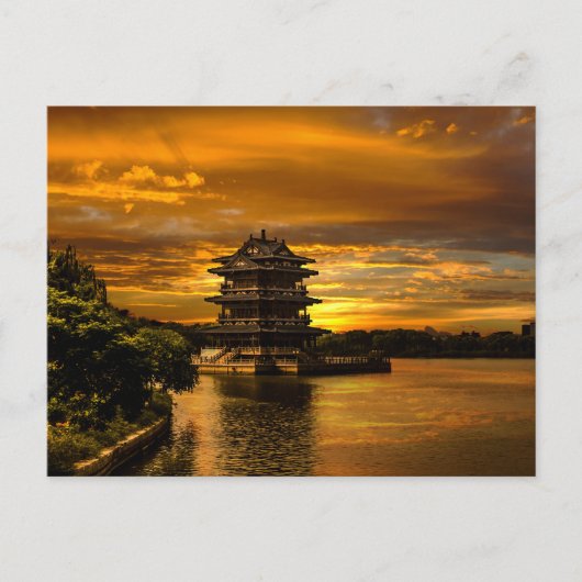Sunset nabij Yixing briefkaart (Voorkant)