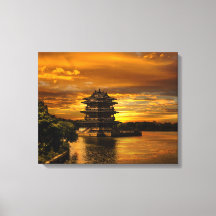 Sunset nabij Yixing canvasprint