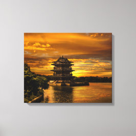 Sunset nabij Yixing canvasprint Canvas Afdruk