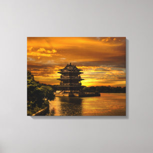 Sunset nabij Yixing canvasprint Canvas Afdruk