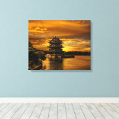 Sunset nabij Yixing canvasprint Canvas Afdruk (Insitu (Houten vloer))