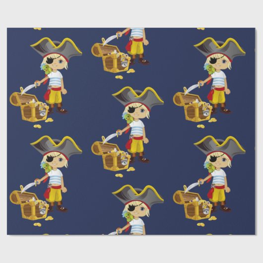 Sunset Nautical Blue Boy Pirate Cadeaupapier (Vlak)