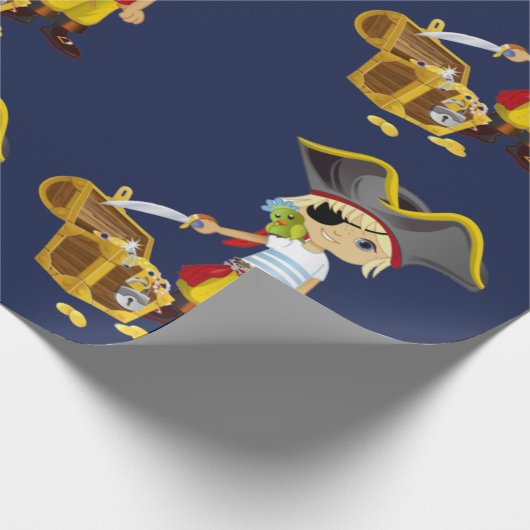 Sunset Nautical Blue Boy Pirate Cadeaupapier (Hoek)