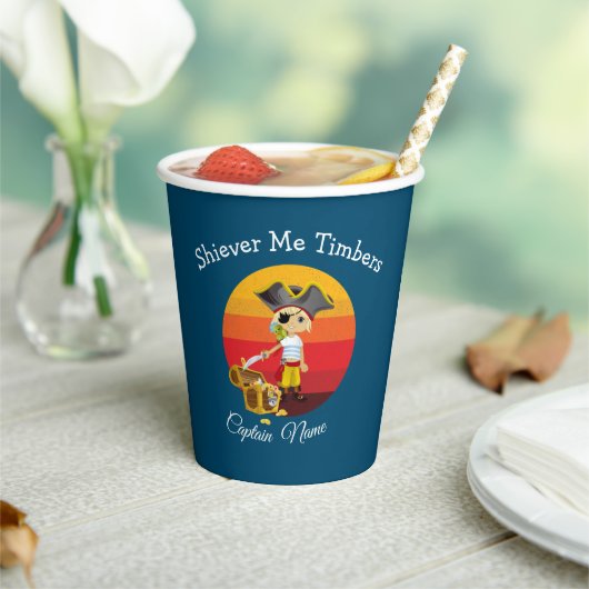 Sunset Nautical Boy Pirate Papieren Bekers (Insitu)