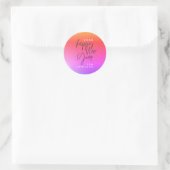 Sunset New Year Bold Gradient Rainbow Happy Funky Ronde Sticker (Tas)