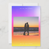 Sunset New Year Vold Gradient Rainbow Happy Photo Feestdagenkaart (Achterkant)