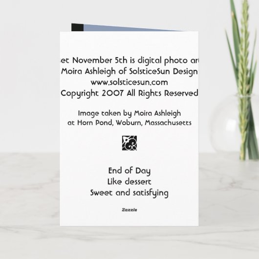 Sunset November 5th Kaart (Achterkant)
