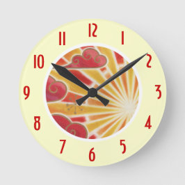 Sunset 'Numbers' clock round cream Ronde Klok