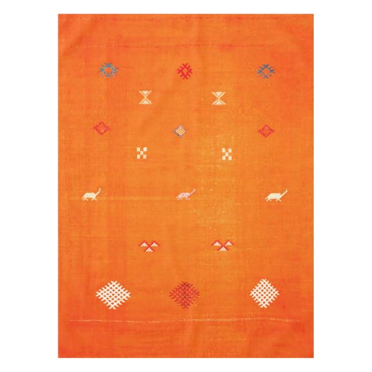 Sunset Oasis: Oranje erfgoed Boho Marokkaans Tafelkleed (Voorkant)