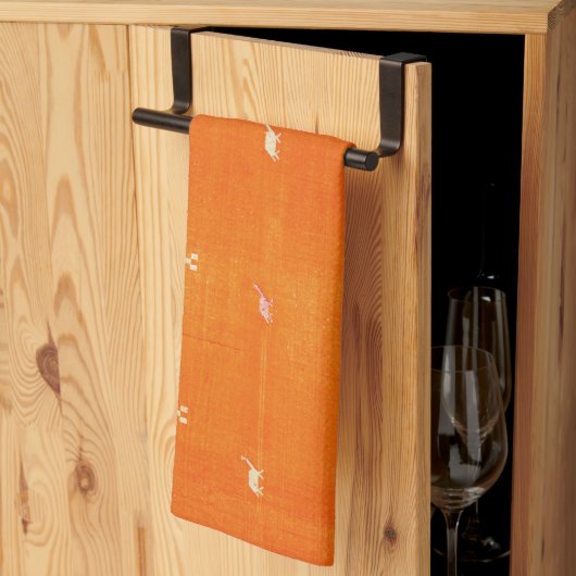 Sunset Oasis: Oranje erfgoed Boho Marokkaans Theedoek (Derde Gevouwen)