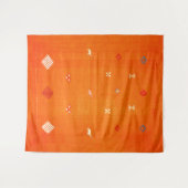 Sunset Oasis: Oranje erfgoed Boho Marokkaanse kuns Wandkleed (Voorkant (horizontaal))
