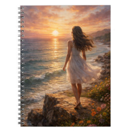 Sunset Ocean Aesthetic Spiral Photo Notebook Notitieboek
