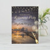 Sunset Ocean Balloons, Wine Retirement Party Kaart (Staand voorkant)