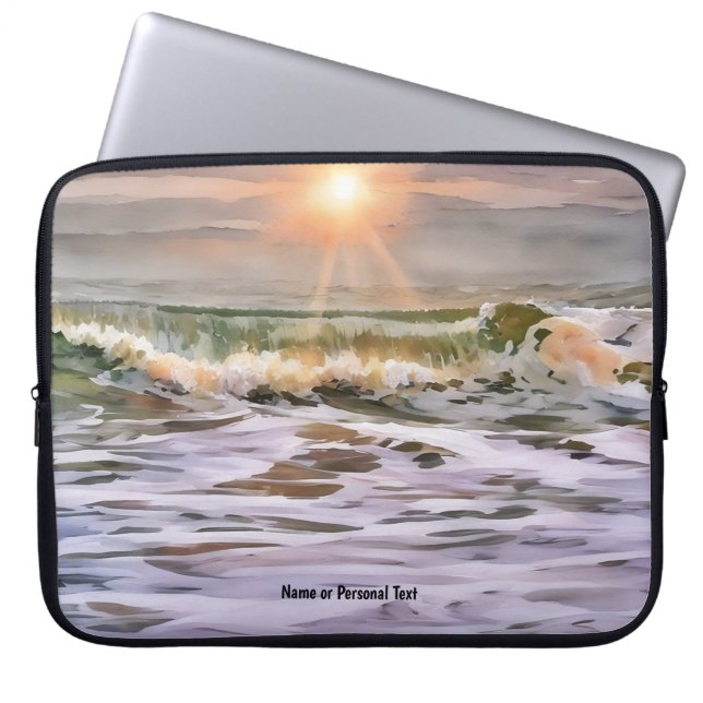 Sunset Ocean Beach Personal Laptop Cover Sleeve (Voorkant)