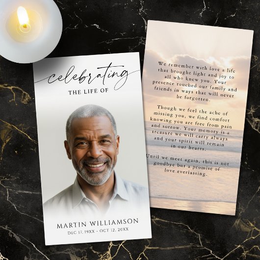 Sunset Ocean Celebrating the Life Prayer Card Visitekaartje