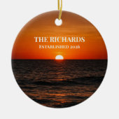Sunset Ocean Custom Name Keramisch Ornament (Voorkant)