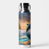 Sunset Ocean Dolfijn Waterfles (Voorkant)