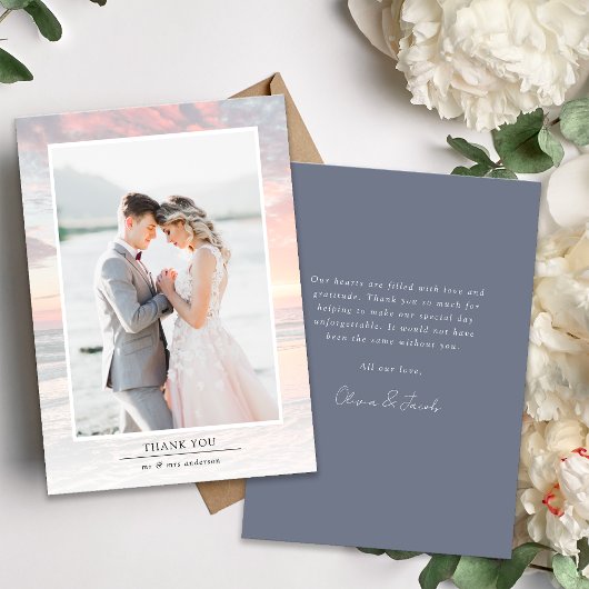 Sunset Ocean Foto Bruiloft Bedankkaart