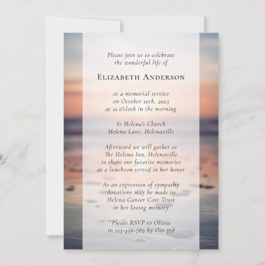 Sunset Ocean Fotobegrafenis Kaart (Achterkant)