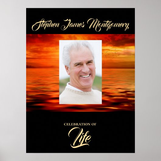 Sunset Ocean Horizon Celebration of Life Photo Poster (Voorkant)