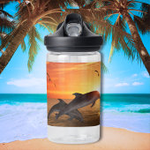 Sunset Ocean Lane, Dolfijnen, Zeemeeuwen, Pelikaan Waterfles