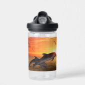 Sunset Ocean Lane, Dolfijnen, Zeemeeuwen, Pelikaan Waterfles (Voorkant)