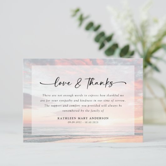 Sunset Ocean Love en Bedankt begrafenis (Staand voorkant)