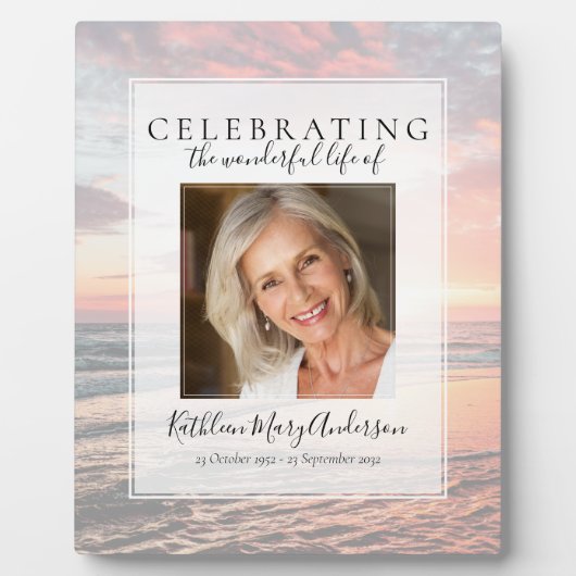 Sunset Ocean Memorial Foto Tribute Fotoplaat (Voorkant)