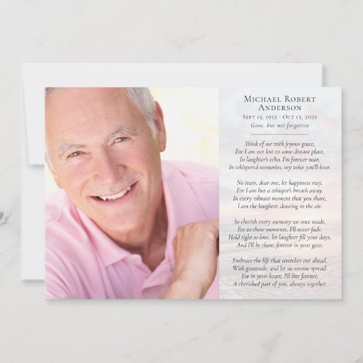 Sunset Ocean Memory Photo Funeral Bedankkaart (Achterkant)