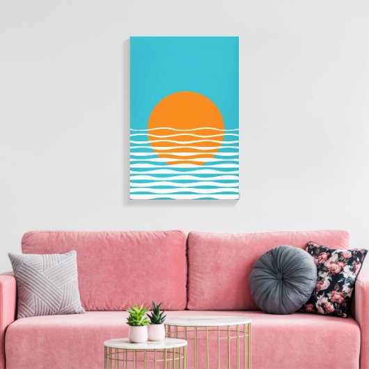 Sunset Ocean Minimalist Art Canvas Afdruk (Insitu (Woonkamer))