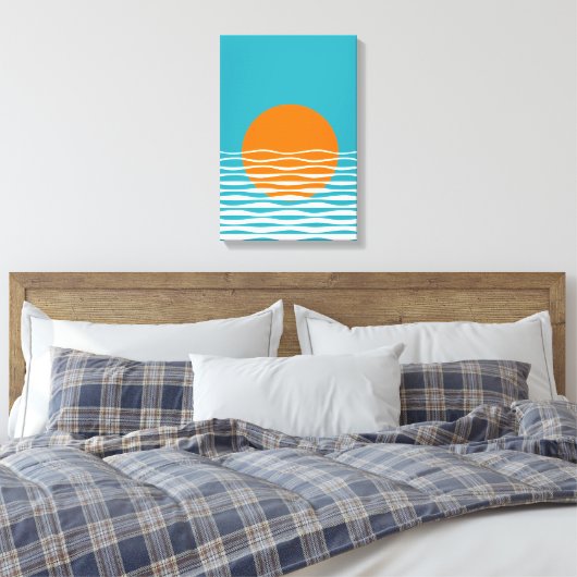 Sunset Ocean Minimalist Art Canvas Afdruk (Insitu (Slaapkamer))