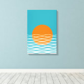 Sunset Ocean Minimalist Art Canvas Afdruk (Insitu (Houten vloer))