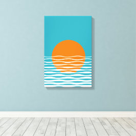 Sunset Ocean Minimalist Art Canvas Afdruk