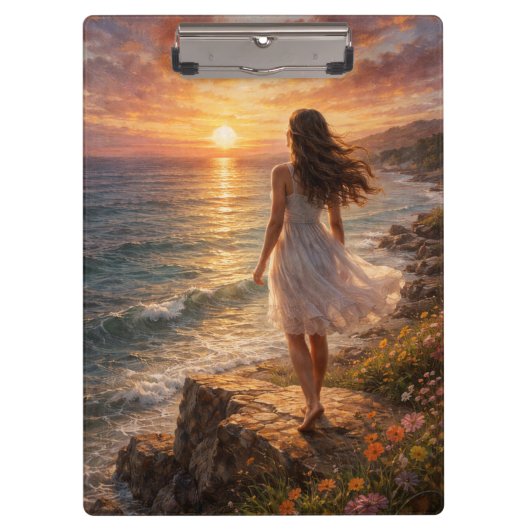Sunset Ocean Oil Painting Clipboard Klembord (Voorkant)