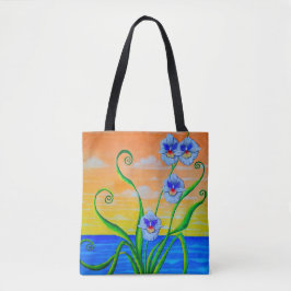 Sunset Ocean Orchids Tote Bag