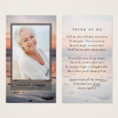 Sunset Ocean Photo Funeral Prayer Kaart (Voorkant /achterkant)