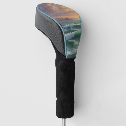 Sunset Ocean Seascape Schilderij Kunstwerk Golfheadcover (Schuin)