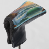 Sunset Ocean Seascape Schilderij Kunstwerk Golfheadcover (3/4 voorkant)