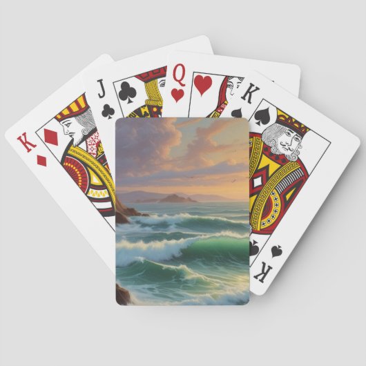 Sunset Ocean Seascape Schilderij Kunstwerk Pokerkaarten (Achterkant)